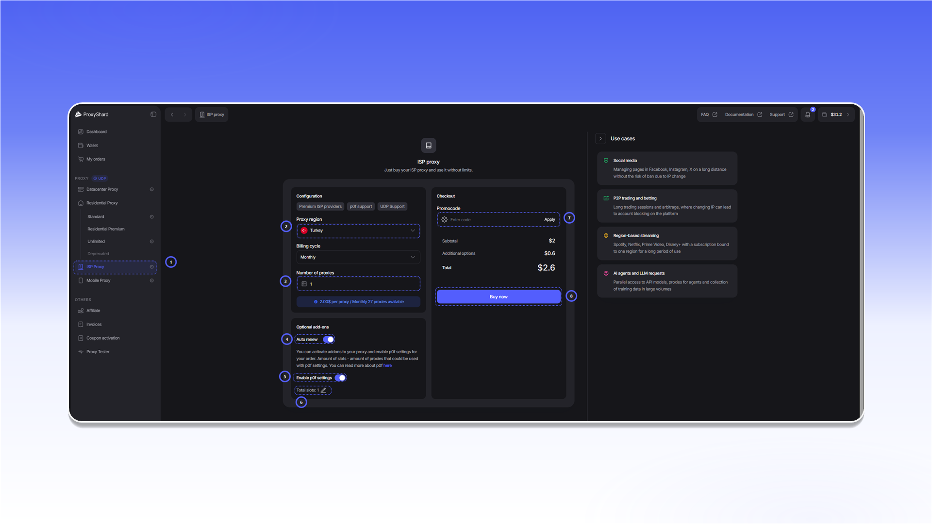Purchasing ISP proxies