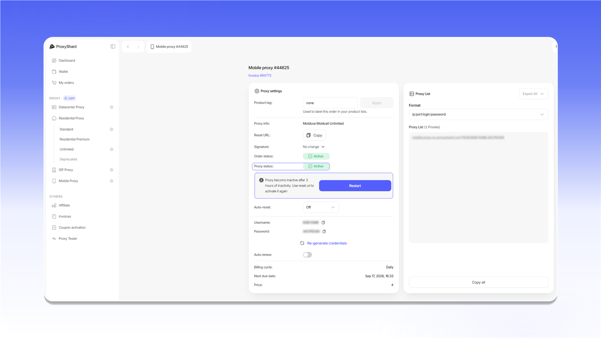 Activating mobile proxies